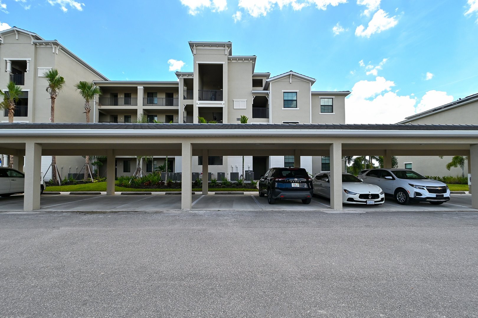 Exterior of building with parking