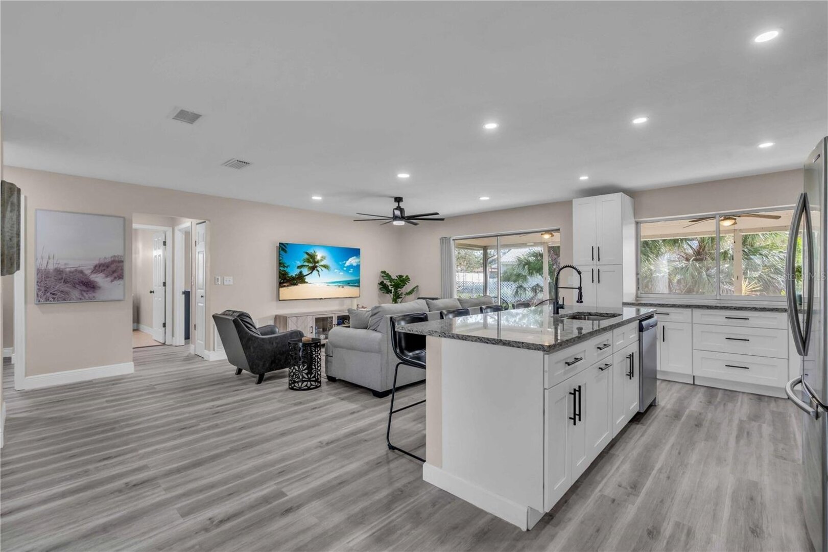 View of kitchen and family room